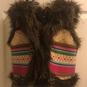 Gapkids knit faux fur Hooded  vest